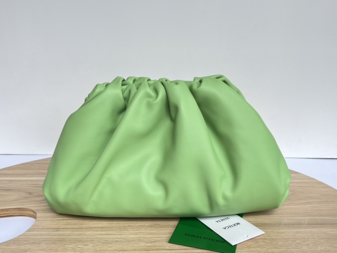 Big Pouch Soft Smooth Leather Clutch Apple Green